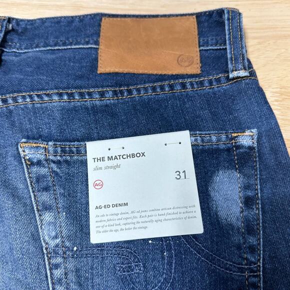 AG Adriano Goldschmied NWT The Matchbox Slim Straight Distressed Paint Jean 31 - Picture 4 of 10